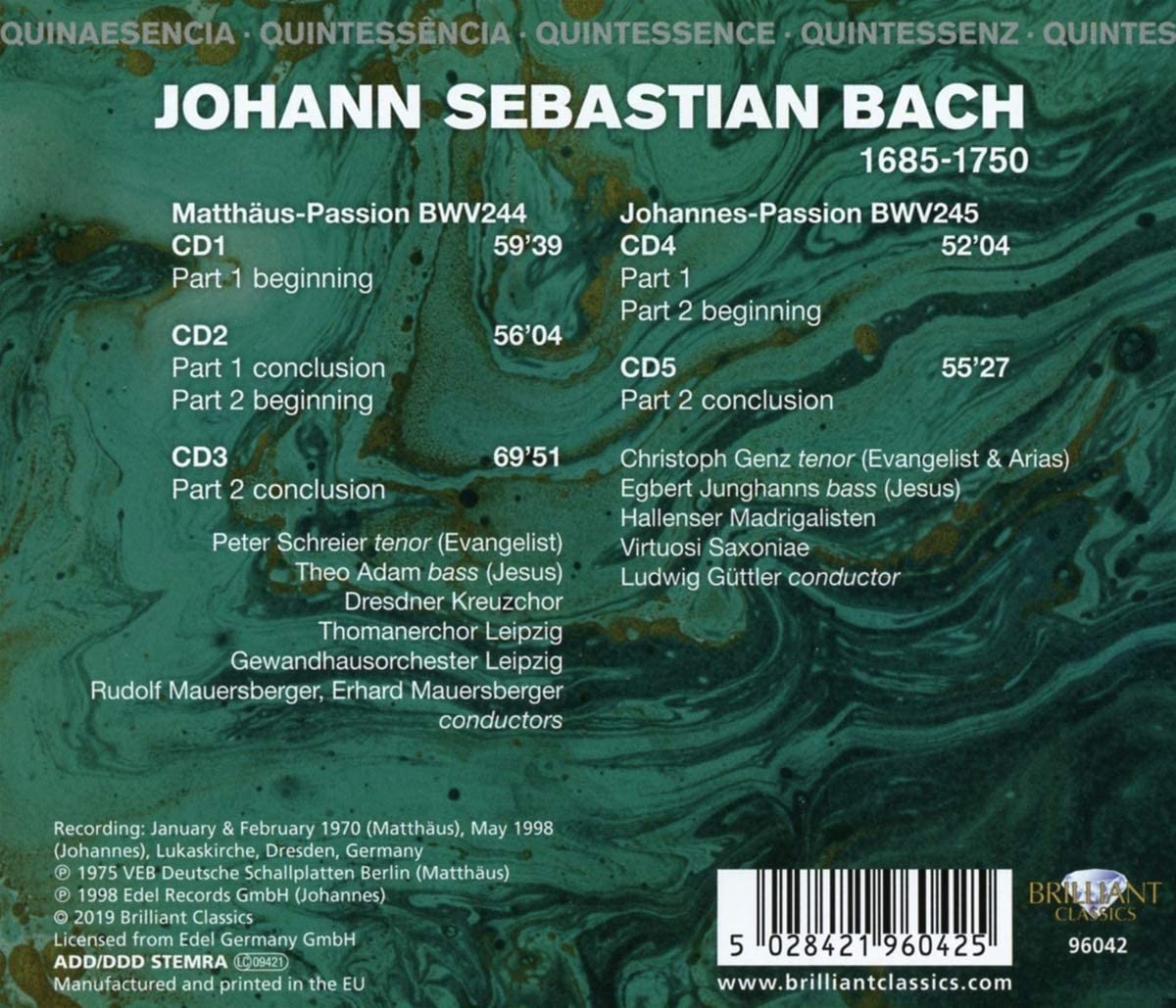 Quintessence J.S. Bach: Matthaus Passion, Johannes Passion | Johann Sebastian Bach