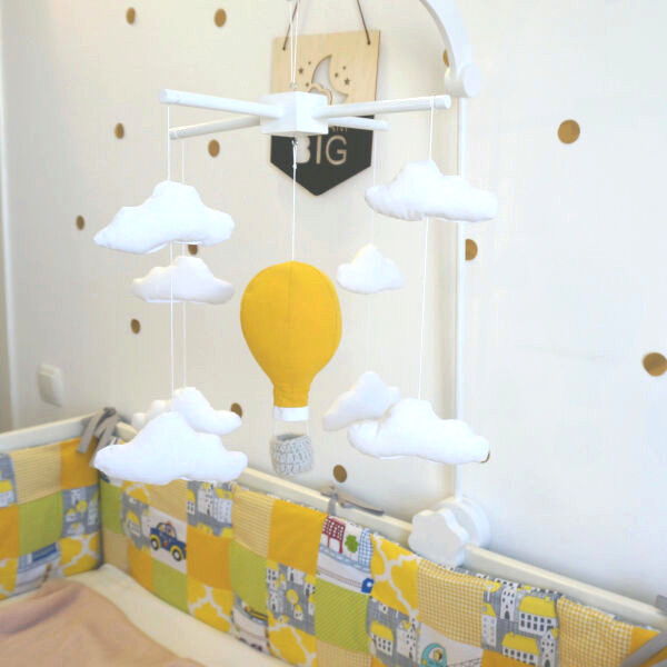 Jucarie bebelusi - BABY Carusel Patut Balon cu aer cald Galben | Dandelion - 1 | YEO