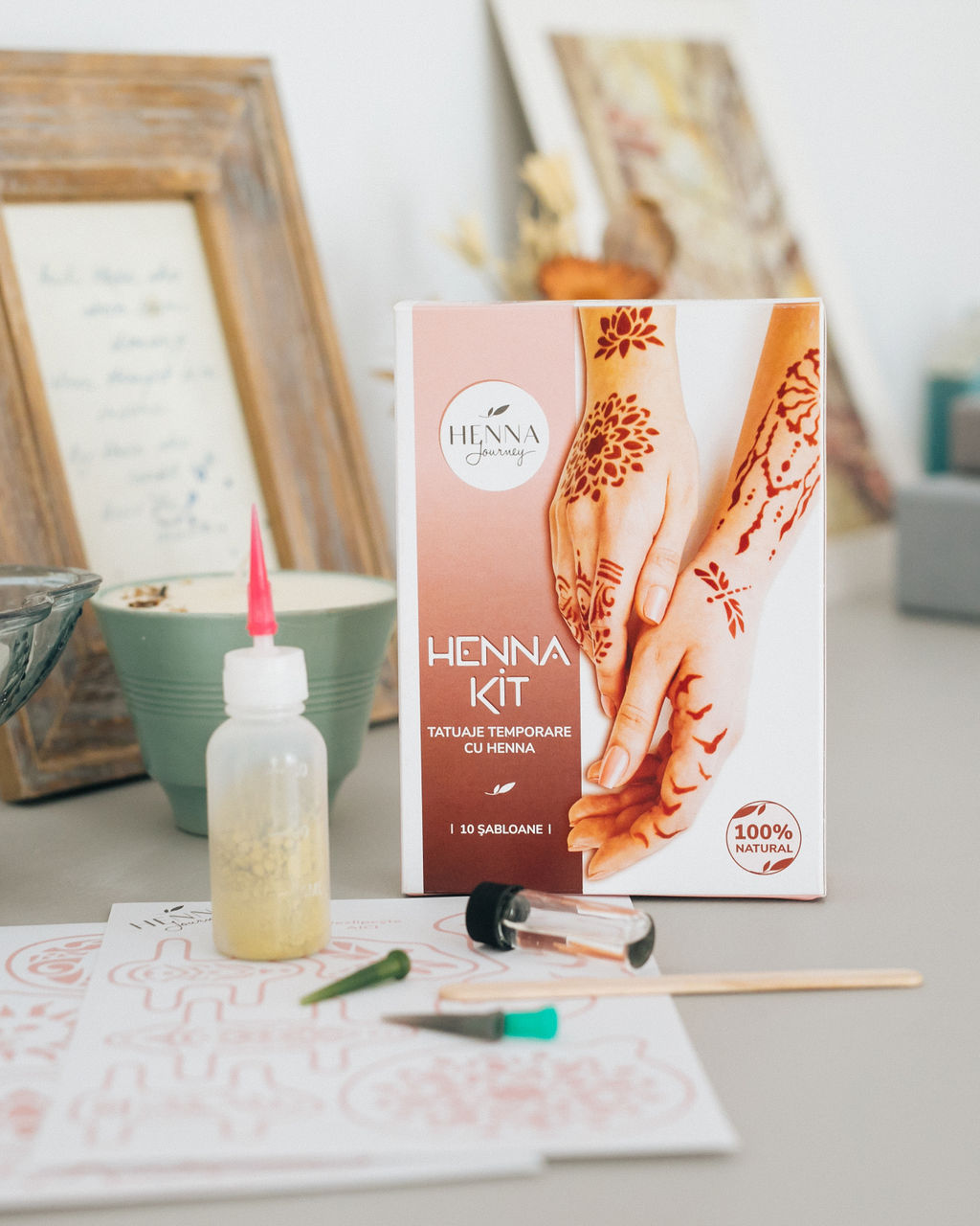 Kit DIY - Tatuaje Temporare cu Henna si Sabloane | Henna Journey - 3 | YEO