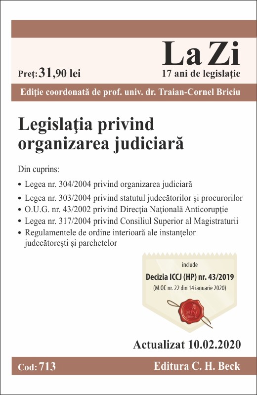 Legislatia privind organizarea judiciara | Traian Cornel Briciu C.H. Beck 2022
