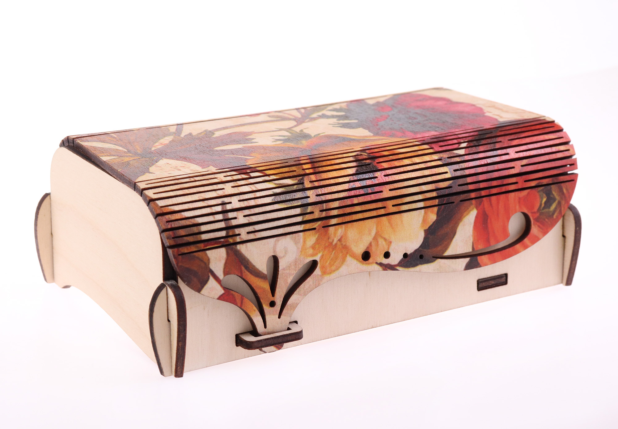 Cutie lemn - Curbata print 14x9x3.5cm | Acrilat WoodBox - 1 | YEO