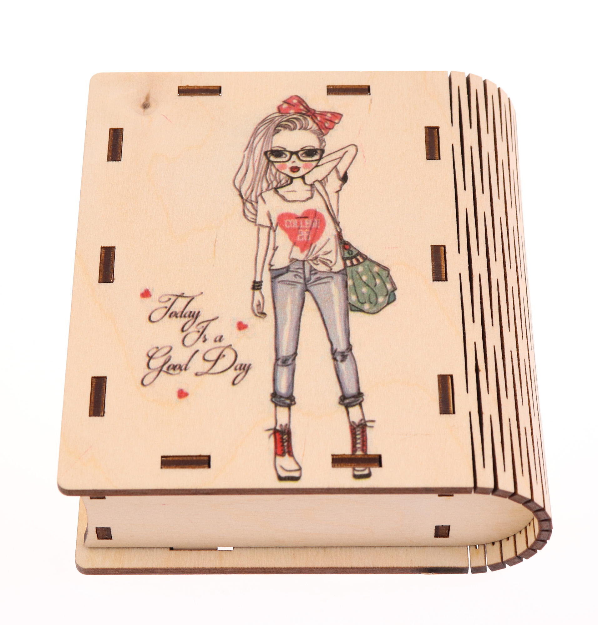 Cutie lemn - Carte, 11x10x3.5 cm (doua modele) | Acrilat WoodBox - 7 | YEO