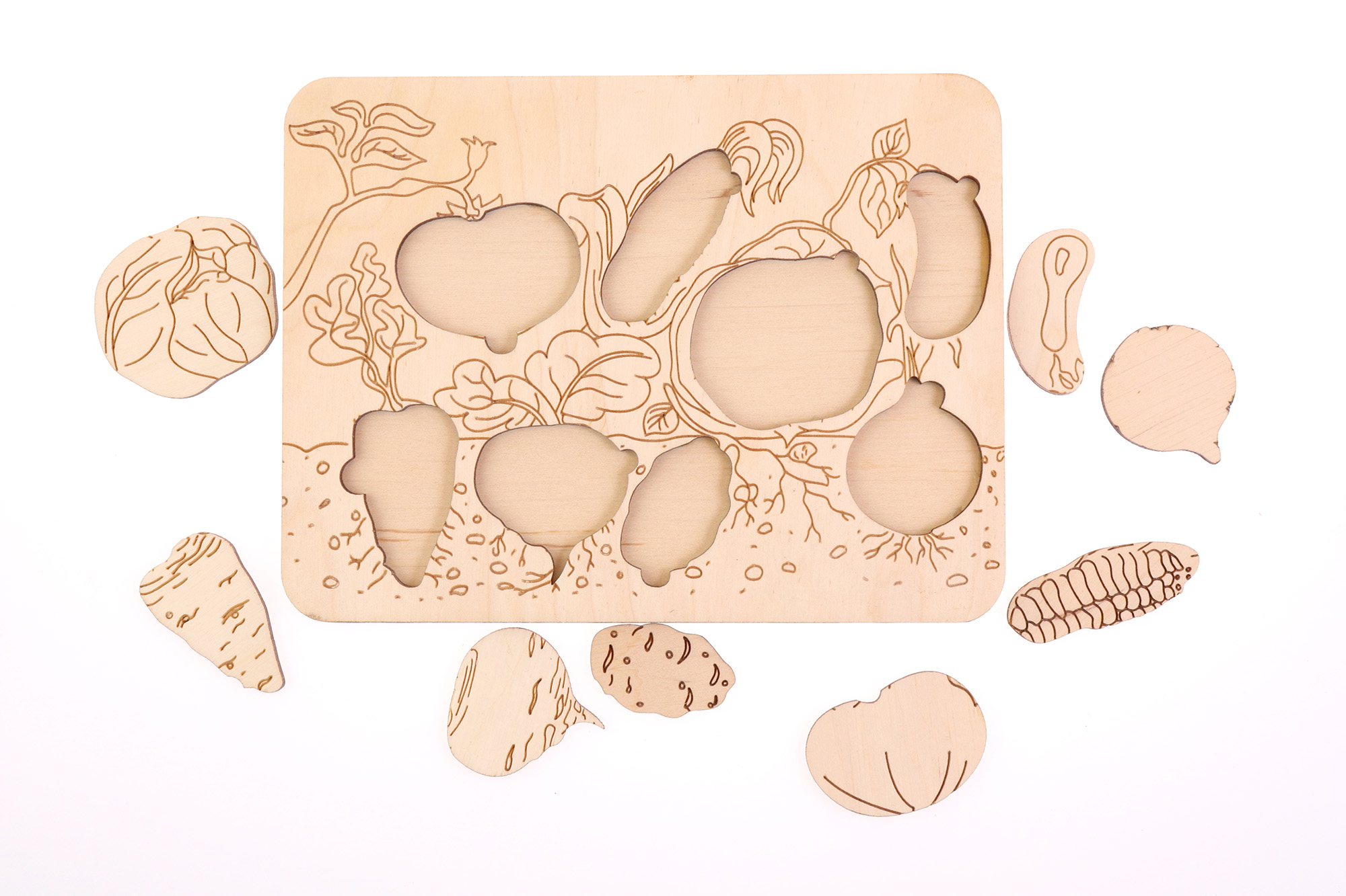 Puzzle de colorat - Legume | Acrilat WoodBox