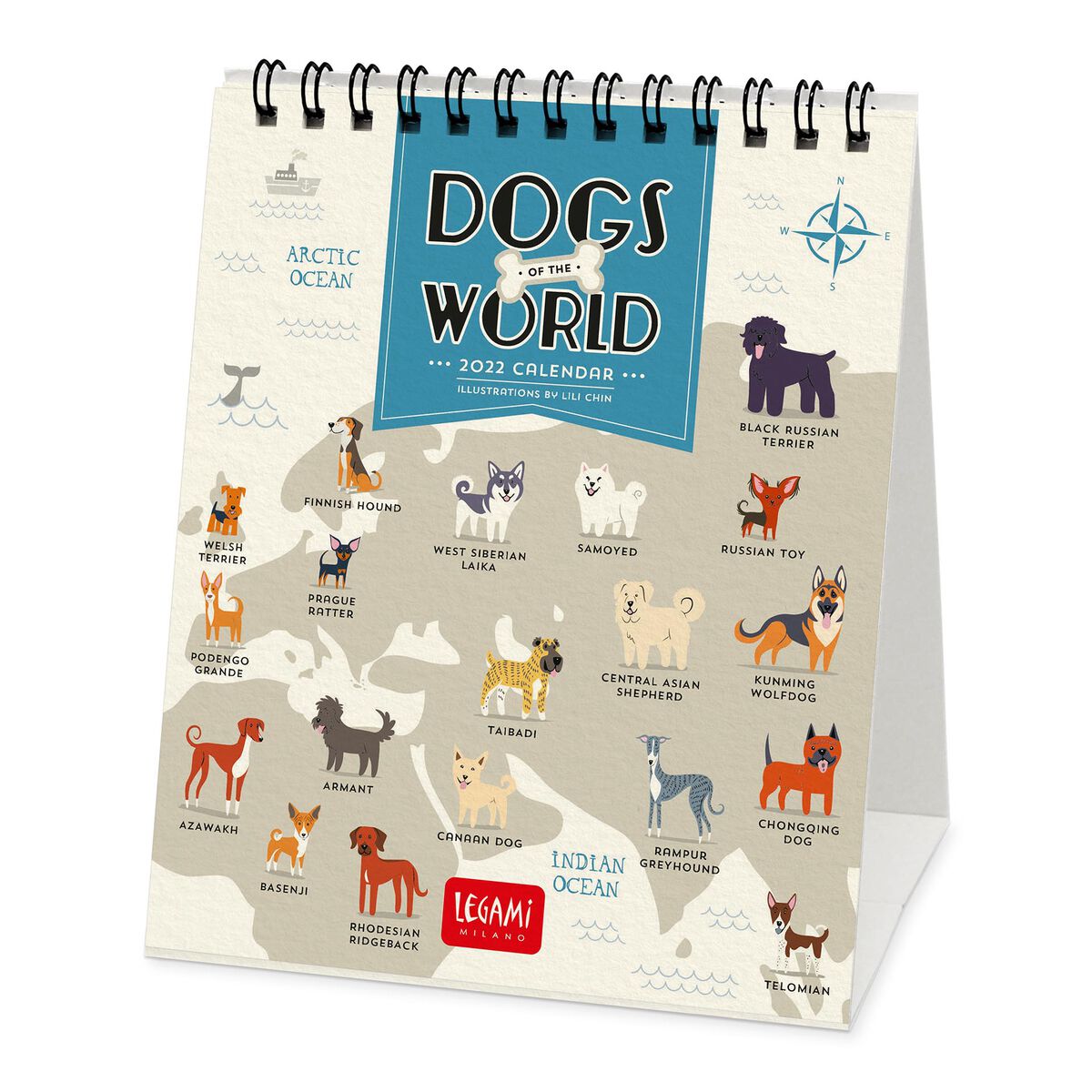 Calendar 2022 - Dogs of the World, 12x14.5 cm | Legami