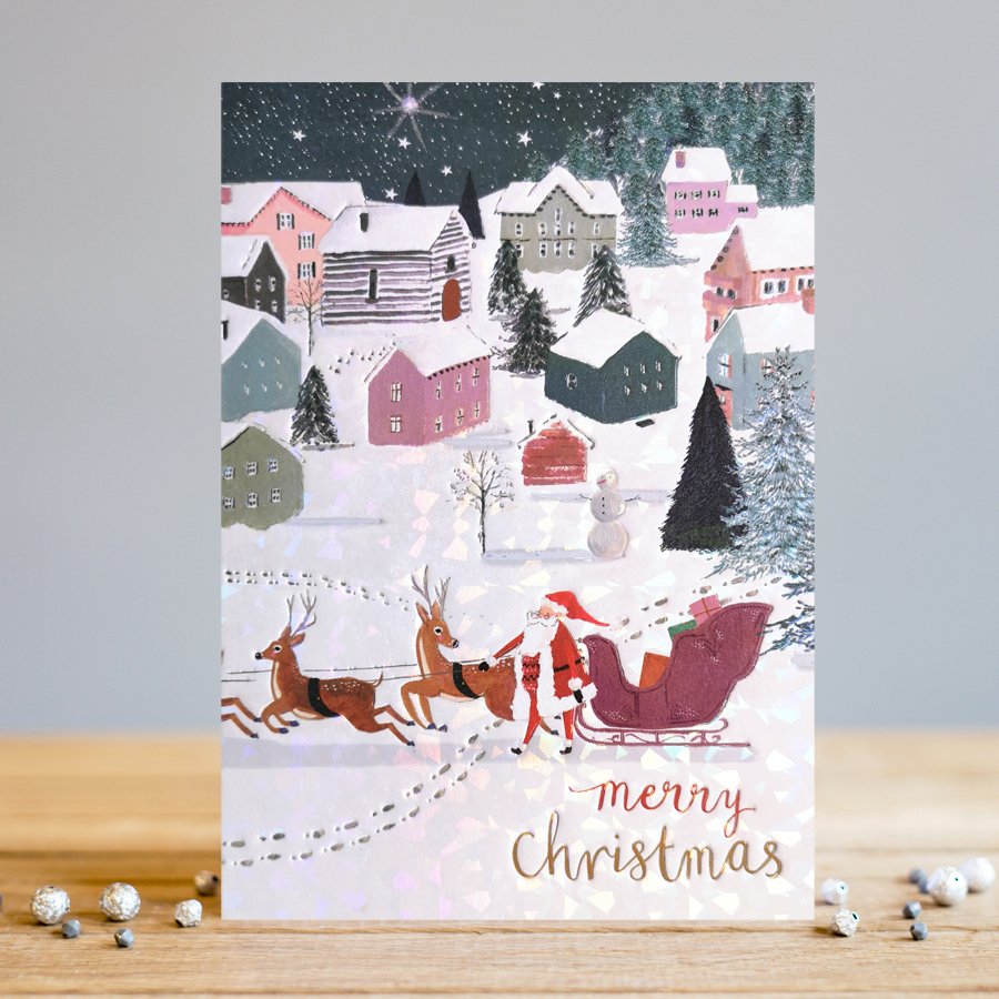 Felicitare - Merry Christmas Santa\'s Sleigh | Louise Tiler Designs