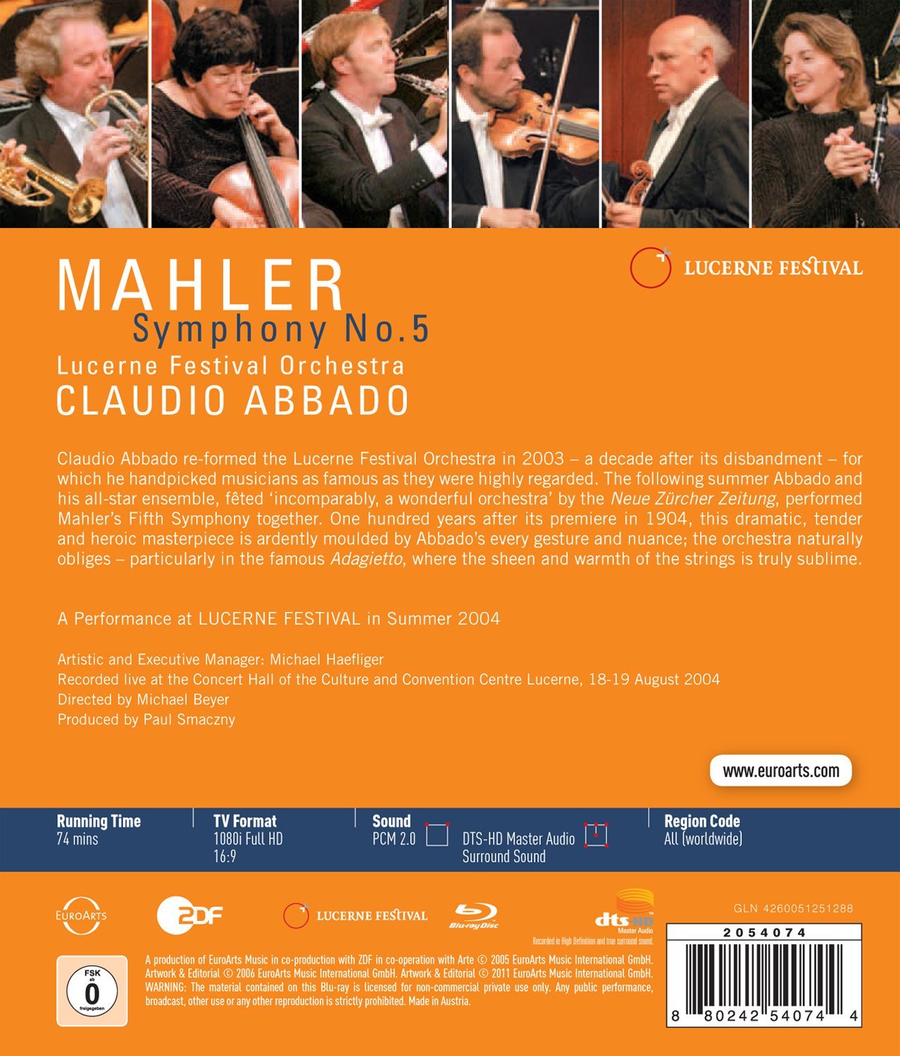 Mahler - Symphony No.5 Blu Ray Disc | Lucerne Festival Orchestra, Gustav Mahler - 1 | YEO