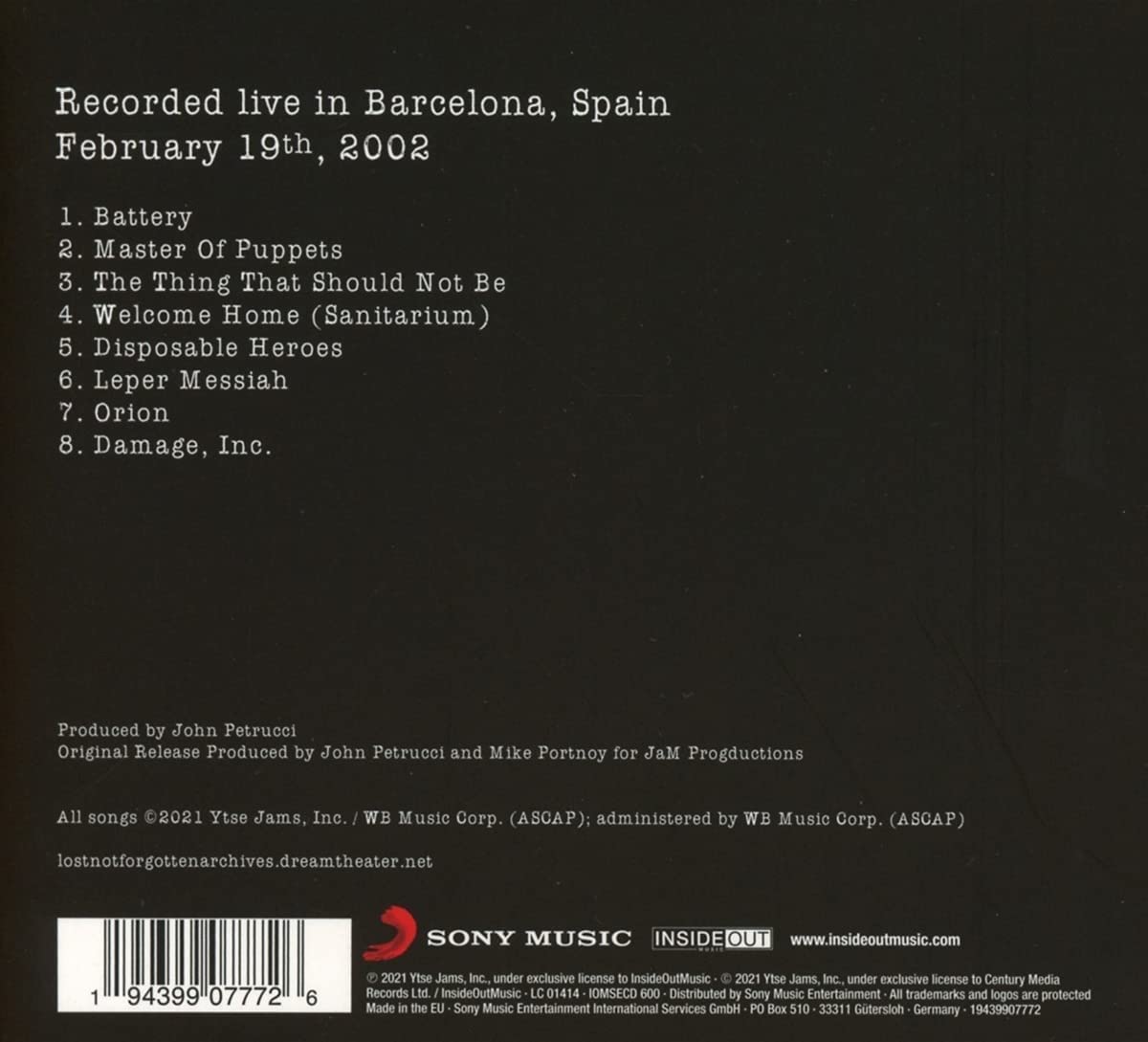 Lost Not Forgotten Archives: Master of Puppets - Live in Barcelona, 2002 | Dream Theater