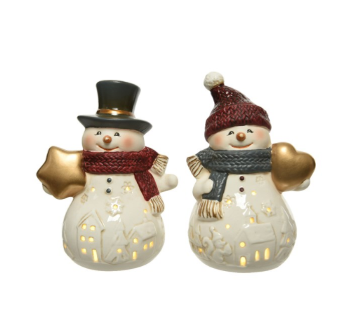 Decoratiune - LED Snowman - Porcelain Steady - Indoor - mai multe modele | Kaemingk