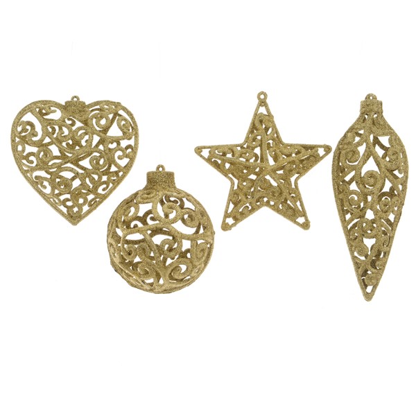 Ornament brad - Plastic Glitter Mesh - Gold - mai multe modele | Kaemingk