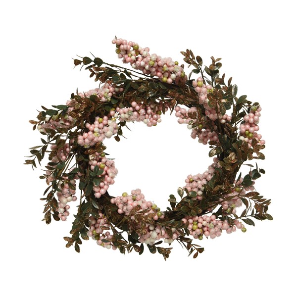 Decoratiune - Wreath Plastic Snow Berries - Pink | Kaemingk