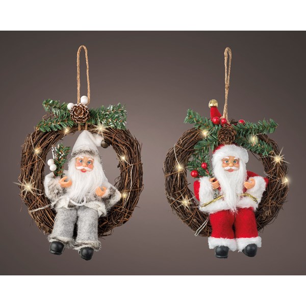 Decoratiune - Micro LED Wreath Polyester Sitting Santa - Indoor - mai multe culori | Kaemingk - 1 | YEO