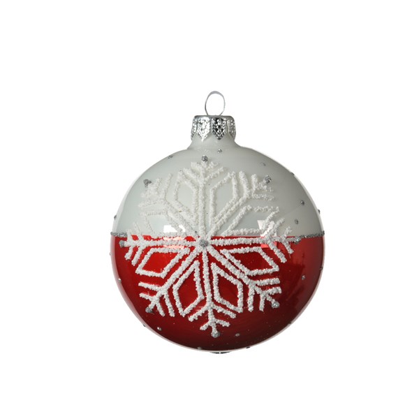 Glob - Glass Shiny with White Snowflake - Christmas Red | Kaemingk