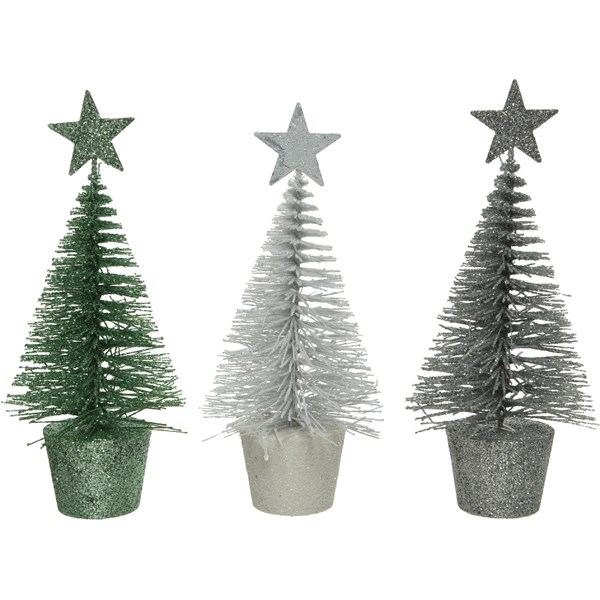 Brad artificial - Glitter Star - White, Silver, Frosted Green - mai multe culori | Kaemingk