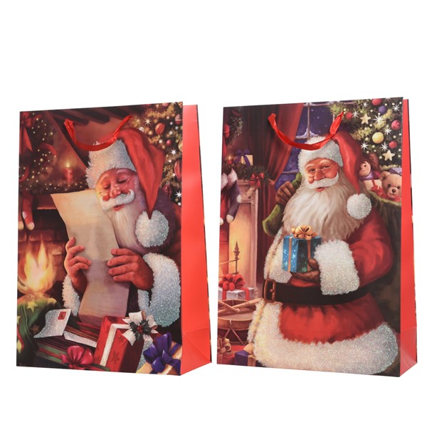 Punga de cadou - Glitter Santa, 42 cm - mai multe modele | Kaemingk