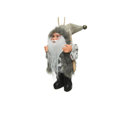 Figurina -  Santa Polyester Giftbag - Grey | Kaemingk