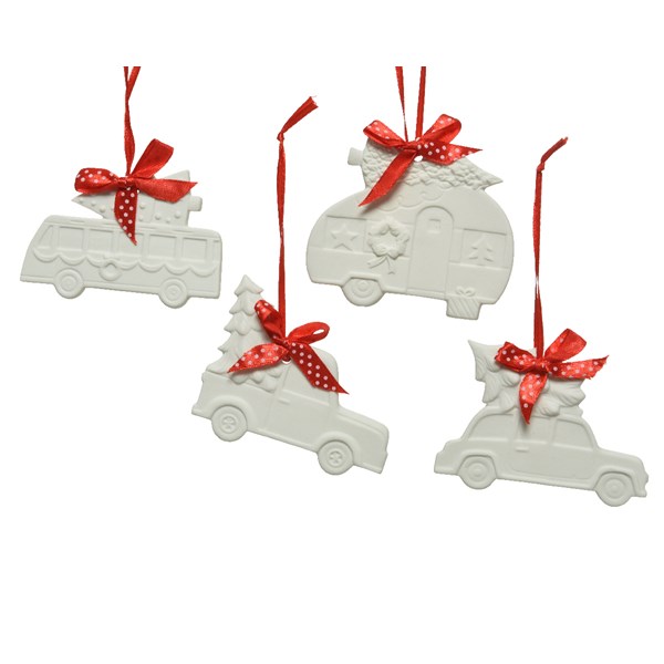 Decoratiune - Vehicle Porcelain with Red Satin Bow - mai multe modele | Kaemingk