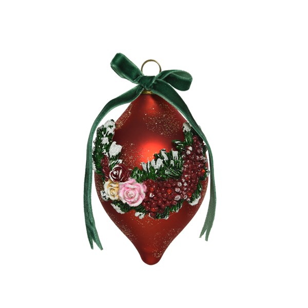 Set 2 globuri - Olive Glass Poly Glitter - Christmas Red | Kaemingk - 1 | YEO