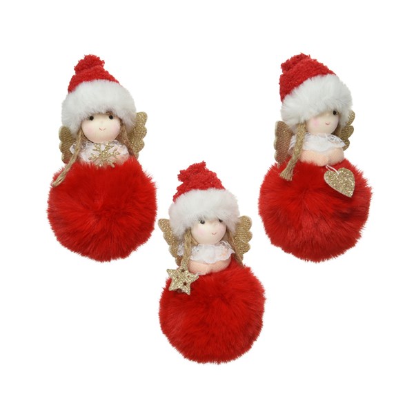 Figurina - Angel Foam Faux Fur Glitter Wings - Red - mai multe modele | Kaemingk