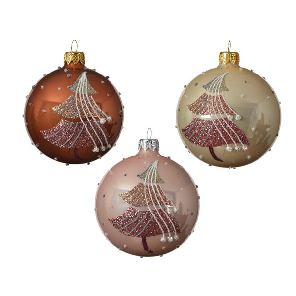 Glob decorativ - Bauble Glass Shiny Tree - mai multe culori  | Kaemingk