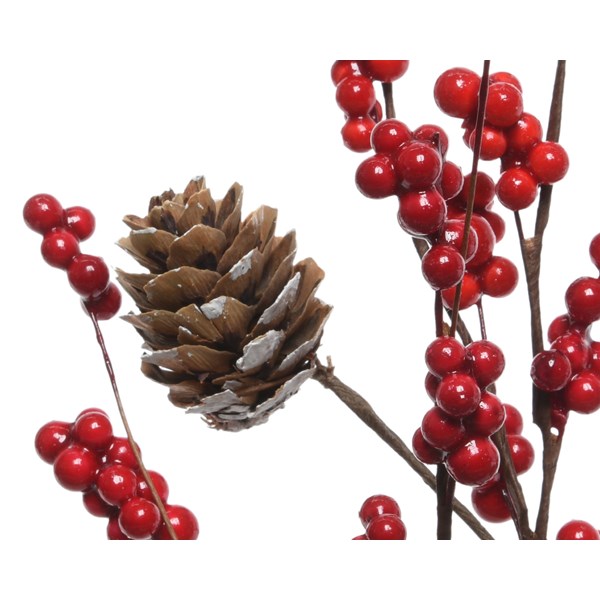 Ornament - Spray Foam Berries, Pinecones - Red | Kaemingk - 1 | YEO