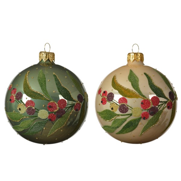 Glob decorativ - Bauble Glass Shiny Berries - mai multe culori | Kaemingk