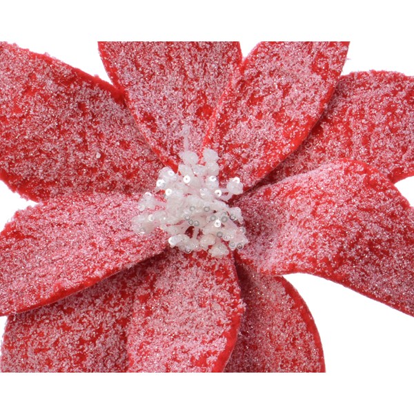 Decoratiune - Poinsettia on Clip Polyester Snow Velvet - mai multe modele | Kaemingk - 1 | YEO