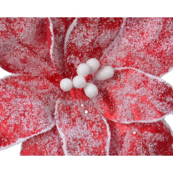 Decoratiune - Poinsettia on Clip Polyester Snow Velvet - mai multe modele | Kaemingk - 2 | YEO