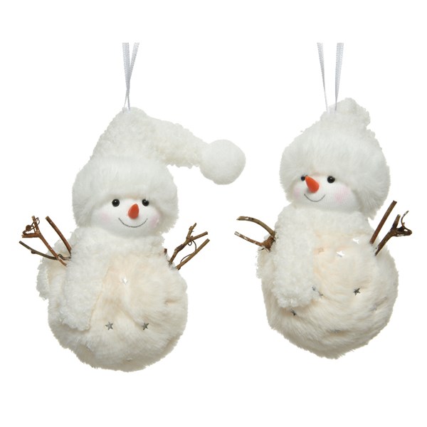 Figurina - Snowman Polyester Faux Fur Silver Stars - mai multe modele | Kaemingk