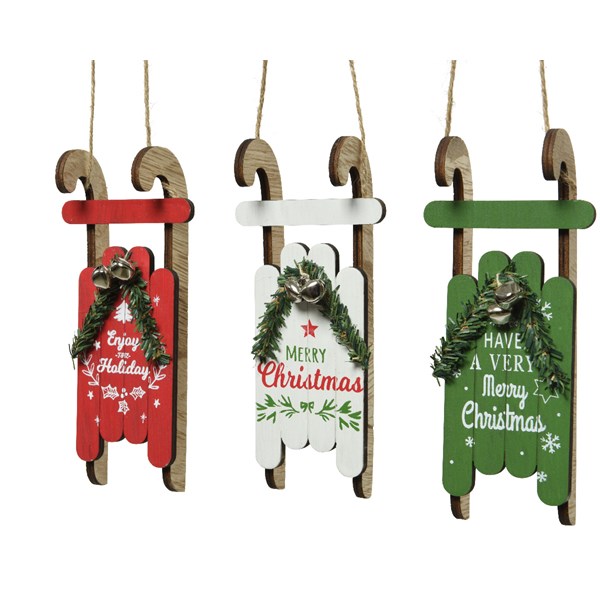 Decoratiune - Sleigh Playwood - Text - Bell - PVC Brach - mai multe culori | Kaemingk