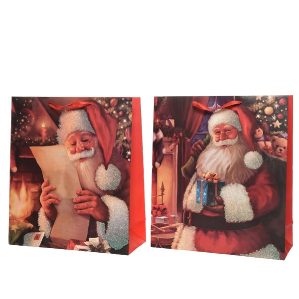 Punga de cadou - Glitter Santa, 48 cm - mai multe modele | Kaemingk