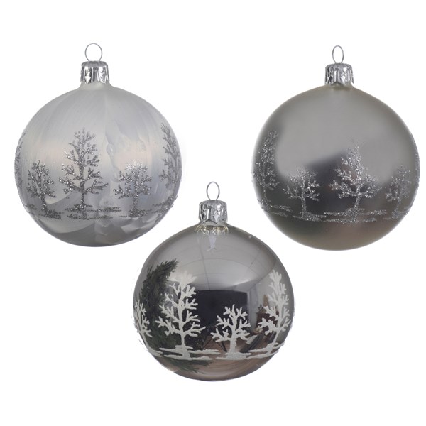 Glob decorativ - Bauble Glass Shiny, Matt, Ice Lacquer Trees - mai multe culori | Kaemingk