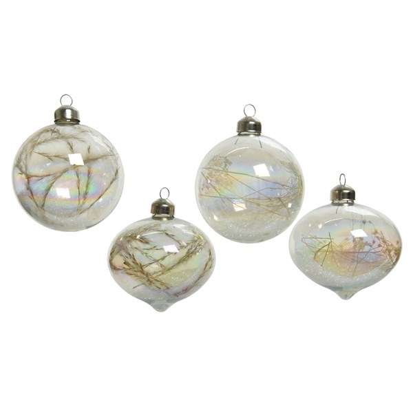 Glob decorativ - Bauble Glass Iridescent Dried Flowers / Grasses - mai multe modele | Kaemingk