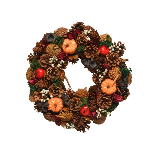 Decoratiune - Wreath Pinecone Pumpkins, Berries, Nuts | Kaemingk