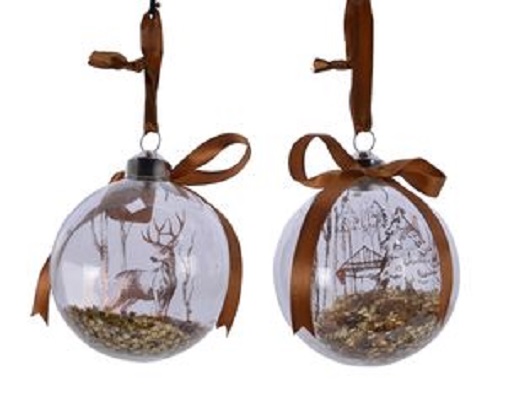 Glob decorativ - Bauble Glass Camel Brown Bow & Sequins - mai multe modele | Kaemingk