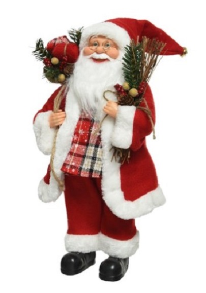 Decoratiune - Santa Polyester Giftbag & Branch | Kaemingk