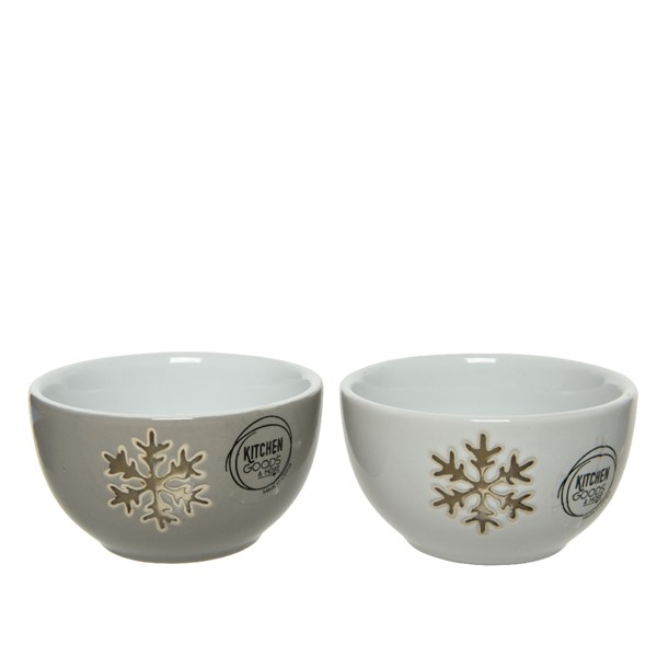 Bol - Stoneware Bowl Shiny Glaze Metallic Glaze Snowflake - mai multe culori | Kaemingk