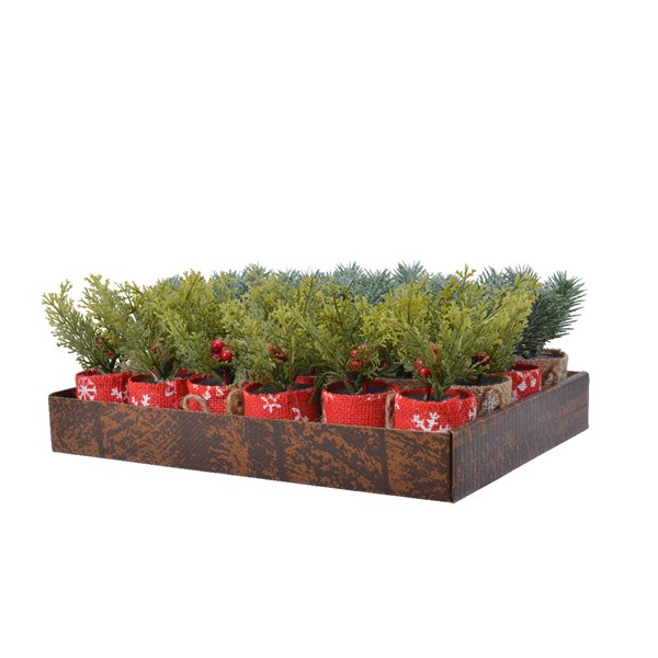 Decoratiune - Pine Spray Frost In Pot - mai multe modele - pret pe bucata | Kaemingk