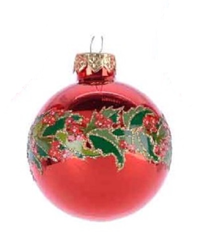 Glob decorativ - Bauble Glass Holly Berry - Ghirlanda | Kaemingk