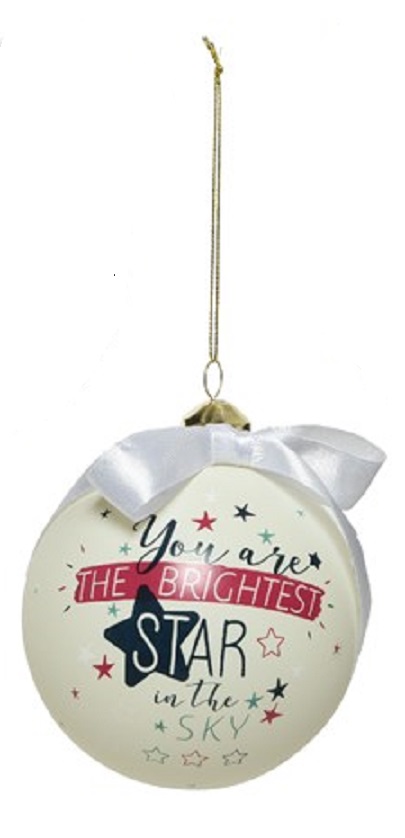 Glob decorativ - Bauble Glass Gift Text - Brightest Star | Kaemingk