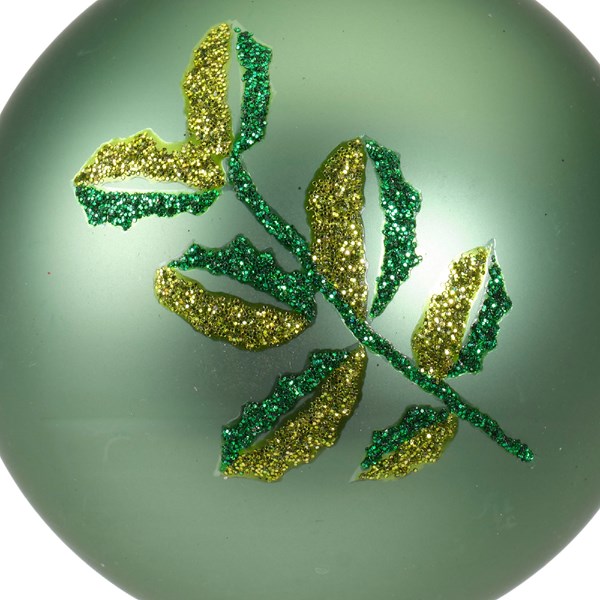 Glob decorativ - Bauble Glass Sage Green Mat - Leaf - Verzui / Crenguta | Kaemingk - 2 | YEO