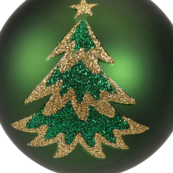 Glob decorativ - Bauble Glass Green Mat - Tree - Verde / Bradut | Kaemingk - 1 | YEO