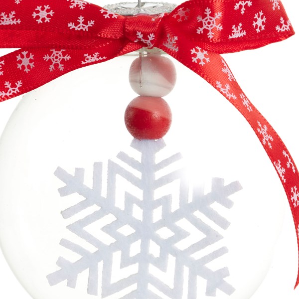 Glob decorativ - Bauble Glass - Felt White Snowflake - Fulg Alb Din Fetru | Kaemingk - 2 | YEO