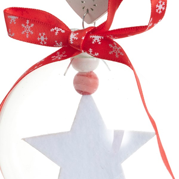 Glob decorativ - Bauble Glass - Felt White Star - Stea Alba Din Fetru | Kaemingk - 1 | YEO