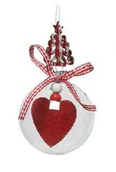 Glob decorativ - Bauble Glass - Red Heart - Inima Din Fetru | Kaemingk