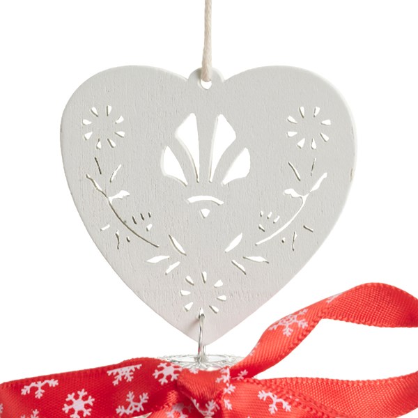 Glob decorativ - Bauble Glass - Felt White Heart - Inima Alba Din Fetru | Kaemingk - 1 | YEO