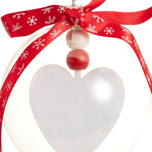 Glob decorativ - Bauble Glass - Felt White Heart - Inima Alba Din Fetru | Kaemingk - 2 | YEO