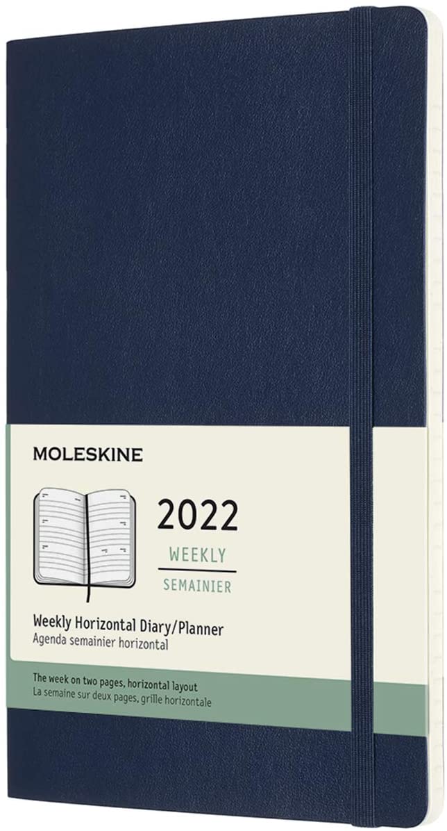 Agenda 2022 - 12-Month Weekly Horizontal Planner - Large, Soft Cover - Sapphire Blue | Moleskine