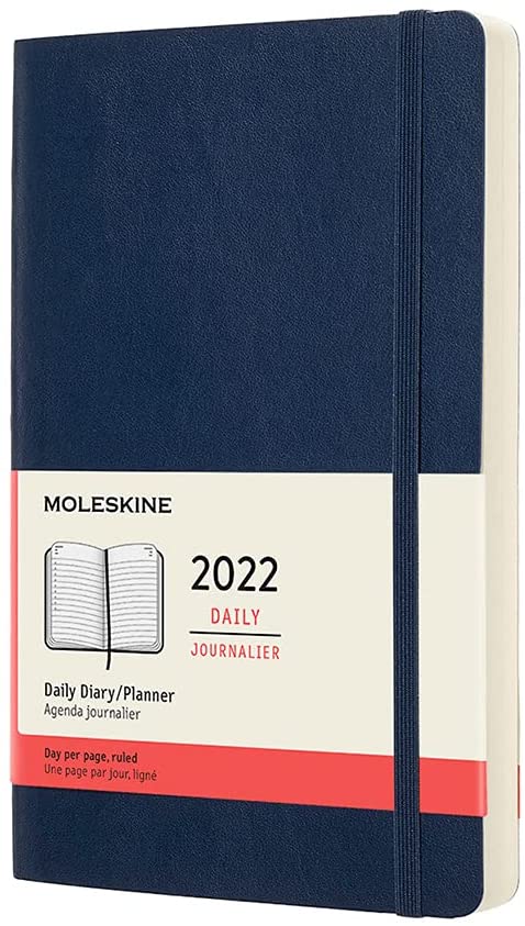 Agenda 2022 - 12-Month Daily Planner - Large, Soft Cover - Sapphire Blue | Moleskine