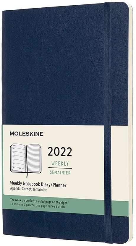 Agenda 2022 - 12-Month Weekly Planner - Large, Soft Cover - Sapphire Blue | Moleskine
