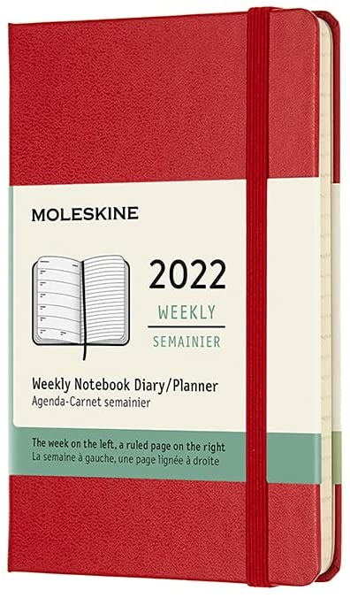 Agenda 2022 - 12-Month Weekly Planner - Pocket, Hard Cover - Scarlet Red | Moleskine